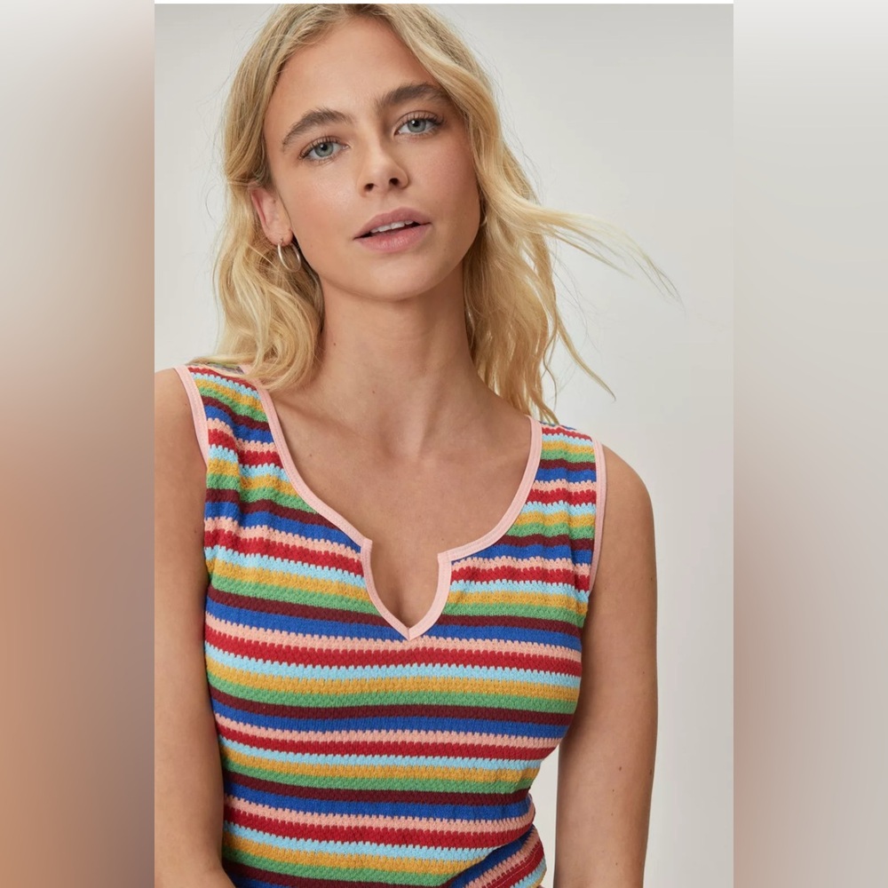 Nasty Girl Colorful‎ Striped Knit Tank Top